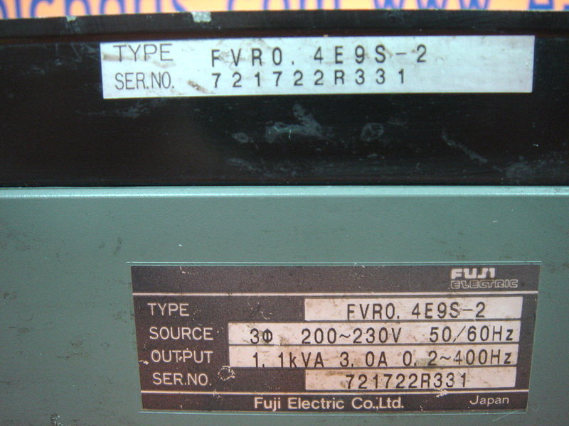 FUJI ELECTRIC FVR0.4E9S-2 AC DRIVE FVR-E9S - PLC DCS SERVO Control